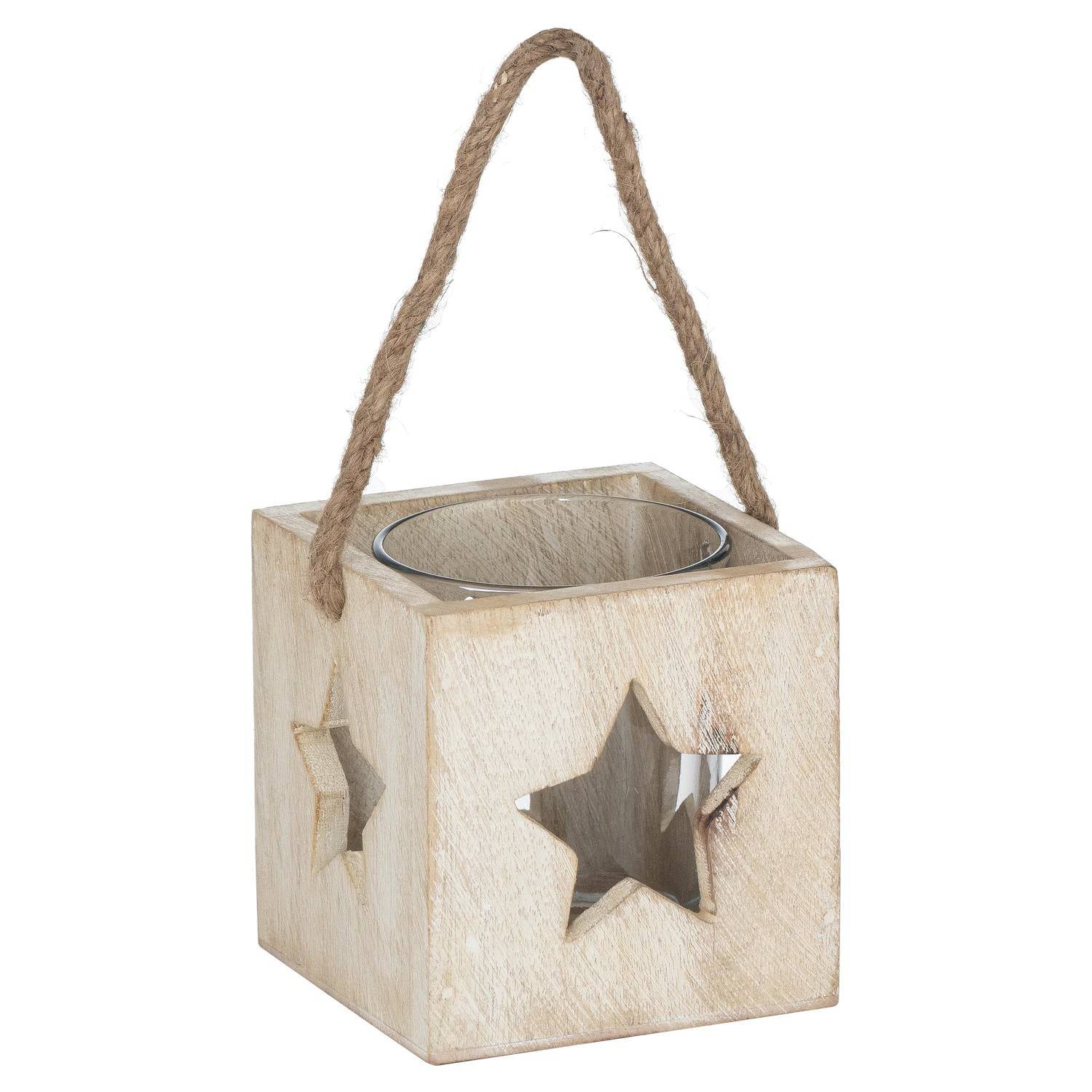 Washed Wood Star Tealight Candle Holder - TidySpaces