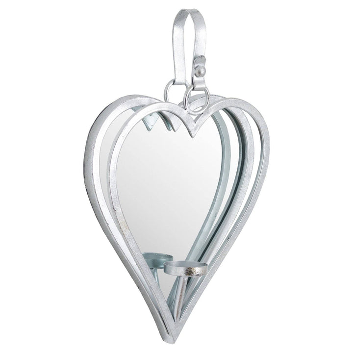 Small Silver Mirrored Heart Candle Holder - TidySpaces