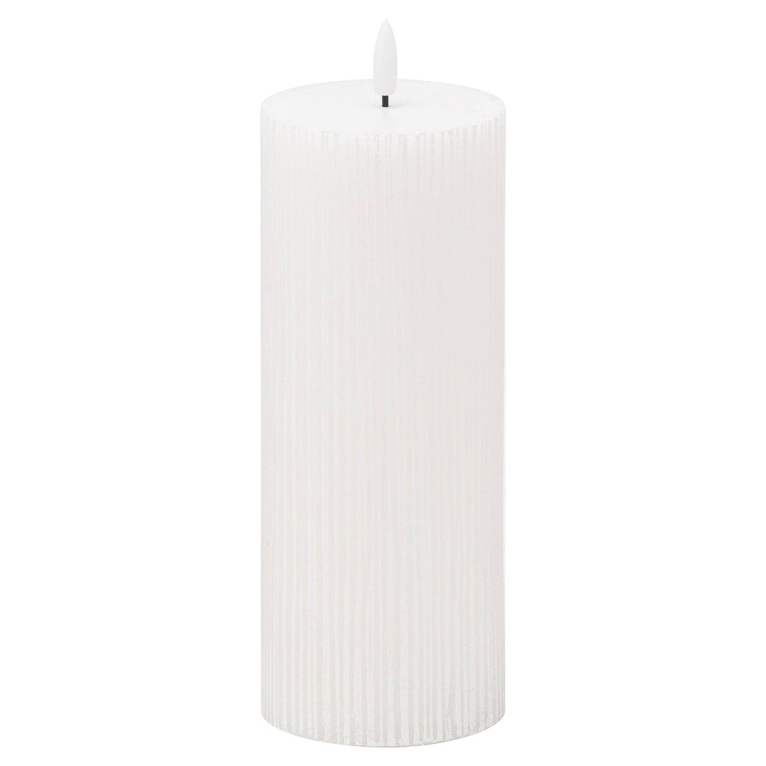 Luxe Collection Natural Glow 3x8 Textured Ribbed LED Candle - TidySpaces