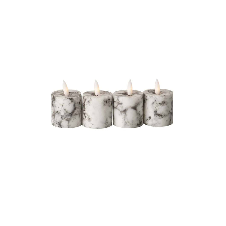 Luxe Collection Natural Glow Marble Set of 4 LED Votives - TidySpaces