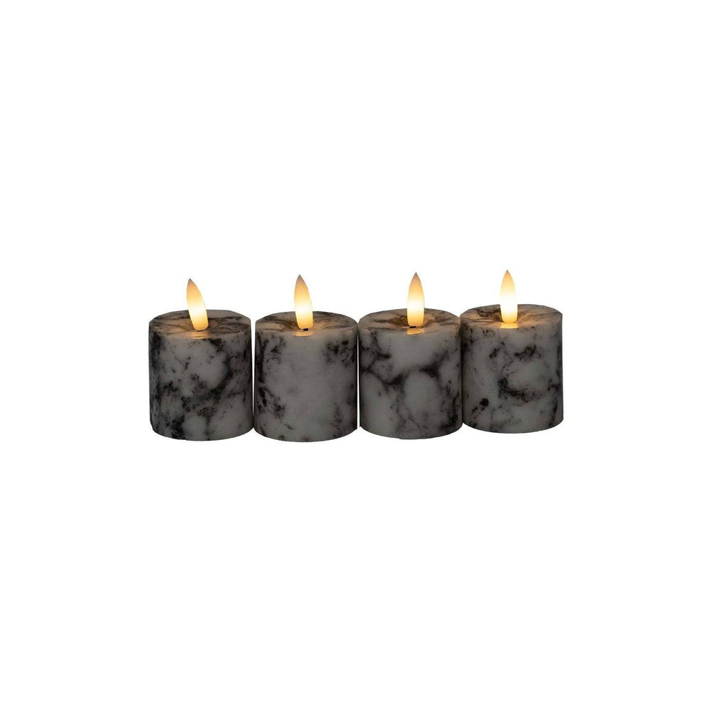 Luxe Collection Natural Glow Marble Set of 4 LED Votives - TidySpaces