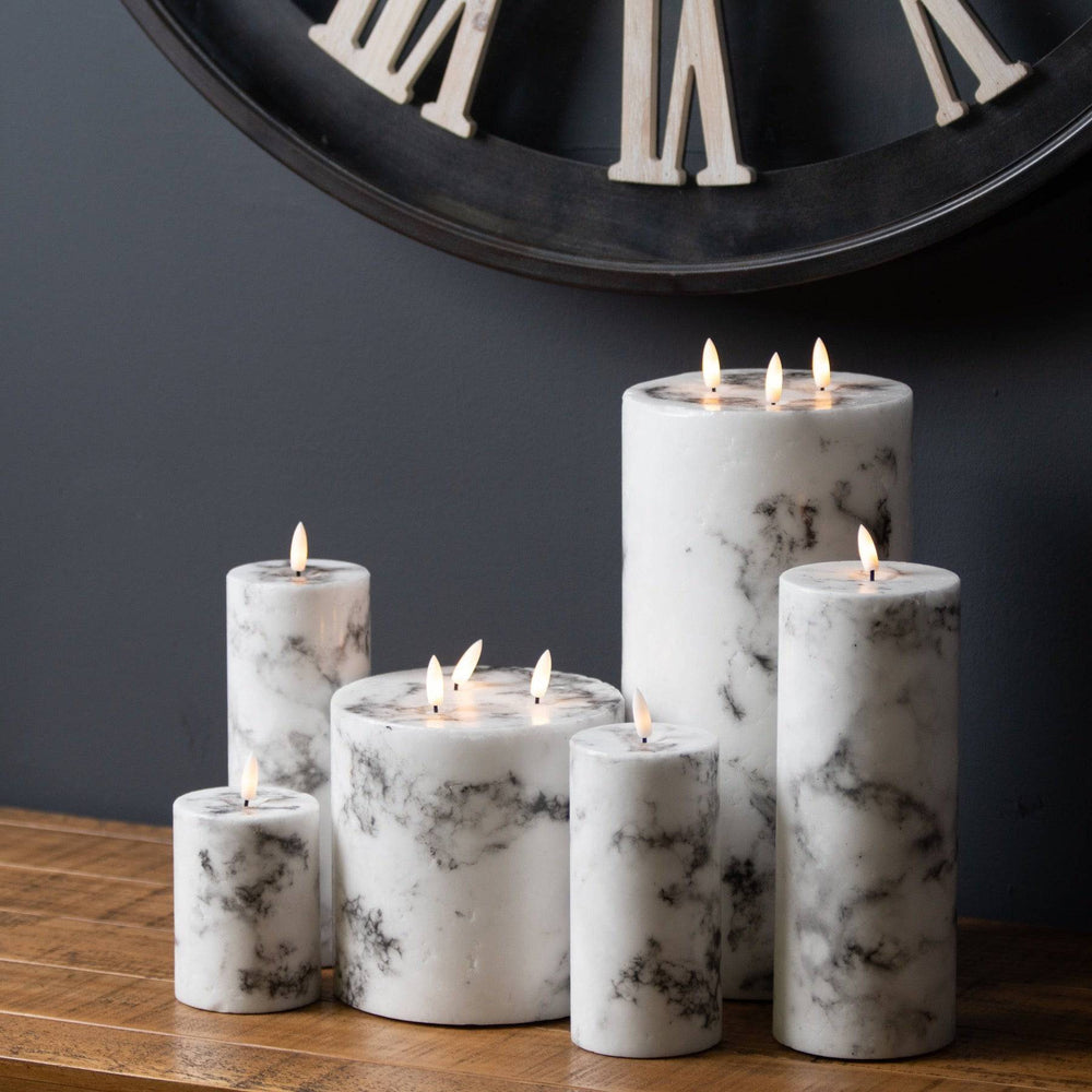 Luxe Collection Natural Glow 3x4 Marble Effect LED Candle - TidySpaces