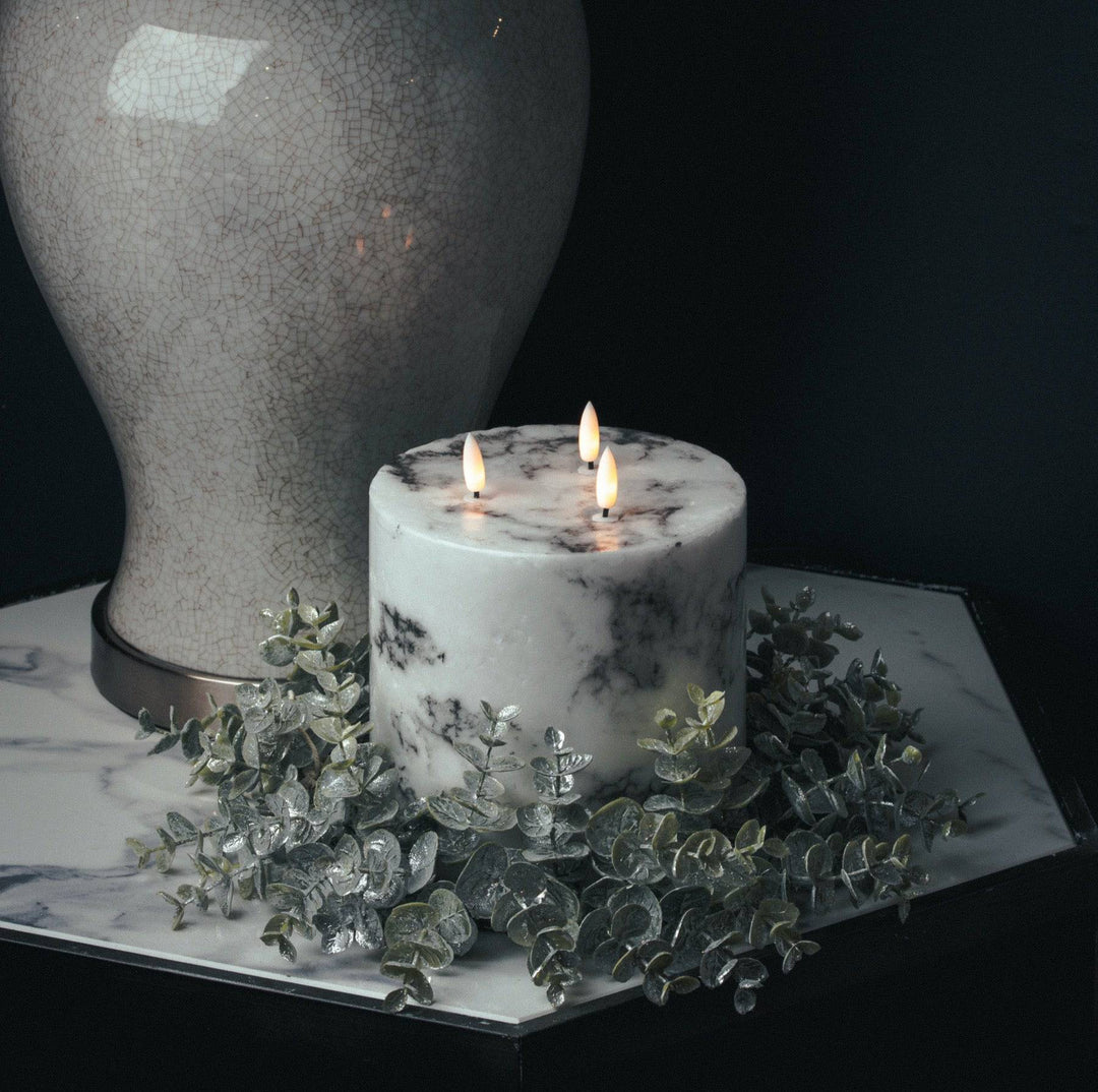 Luxe Collection Natural Glow 6x6 Marble Effect LED Candle - TidySpaces