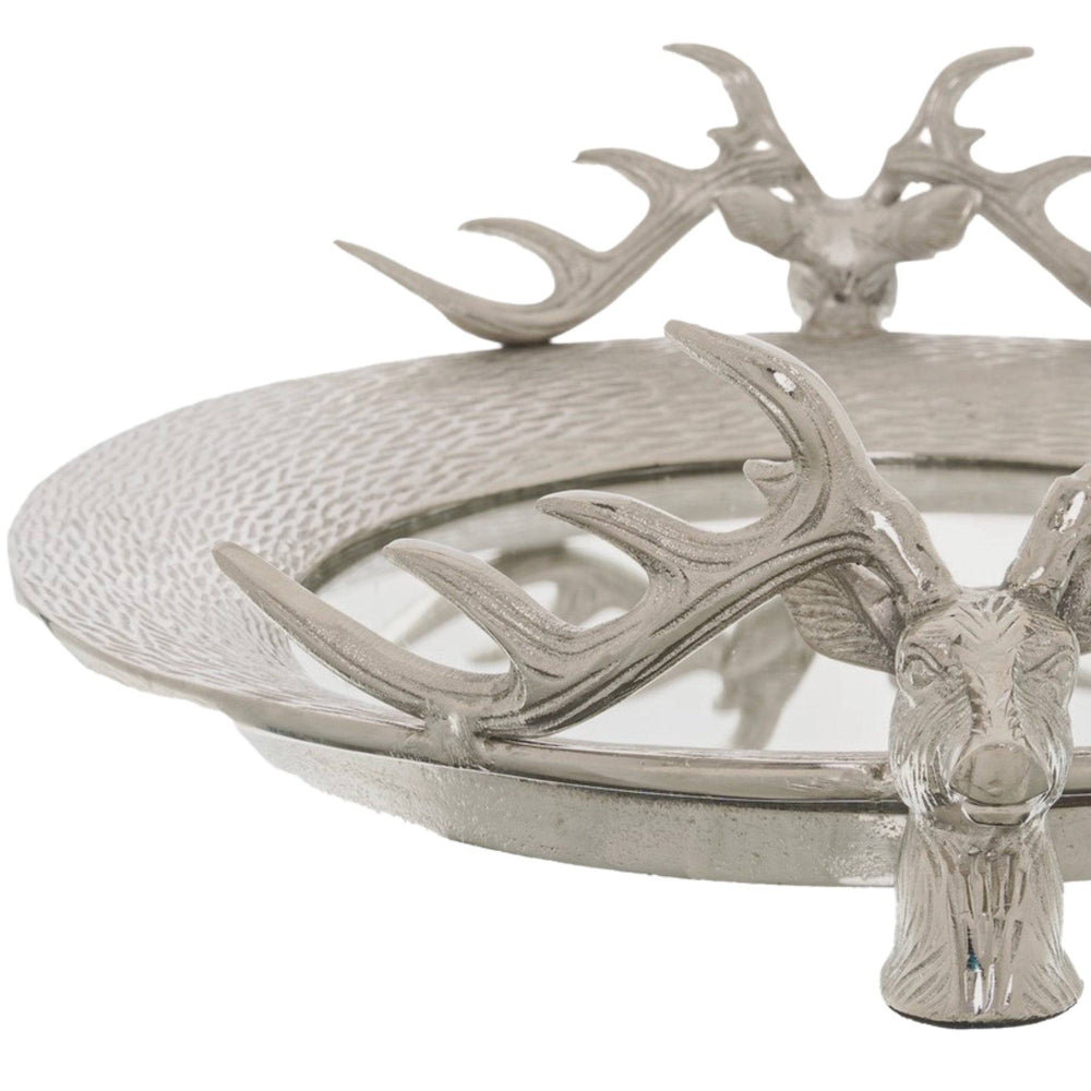 Large Mirrored Tray With Stag Heads - TidySpaces