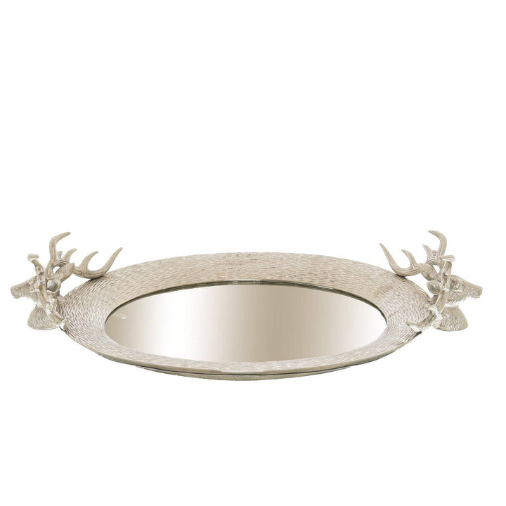 Large Mirrored Tray With Stag Heads - TidySpaces