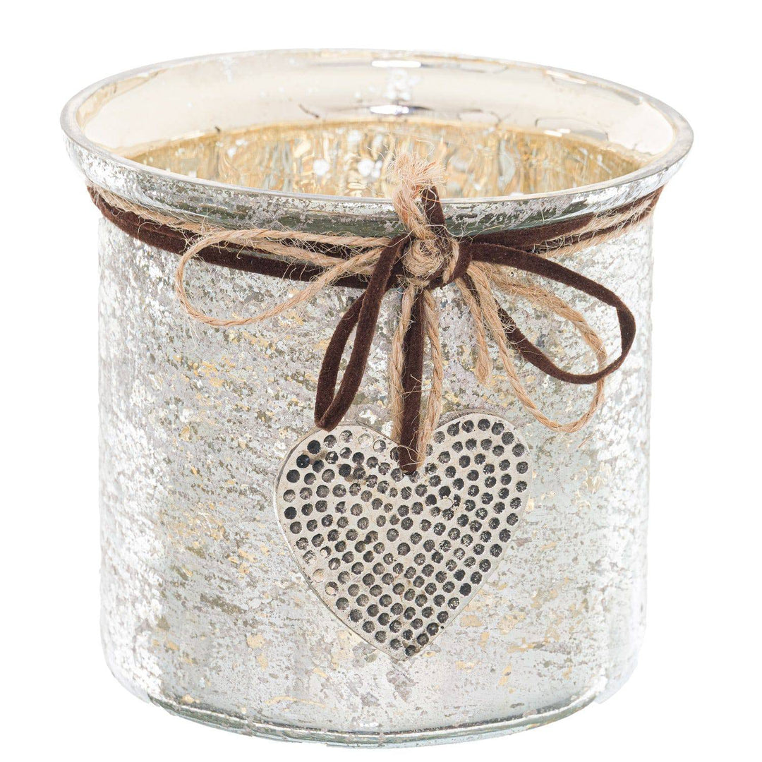 Mercury Hammered Heart Small Candle Holder - TidySpaces