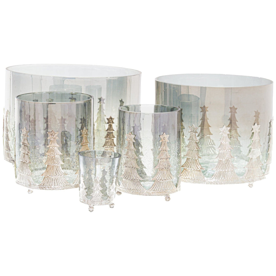 Noel Collection Small Christmas Tree Crackled Candle Holder - TidySpaces