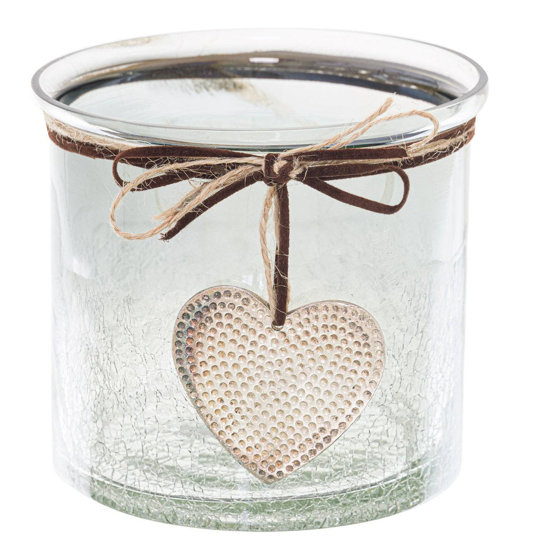 Smoked Midnight Crackled Heart Candle Holder - TidySpaces