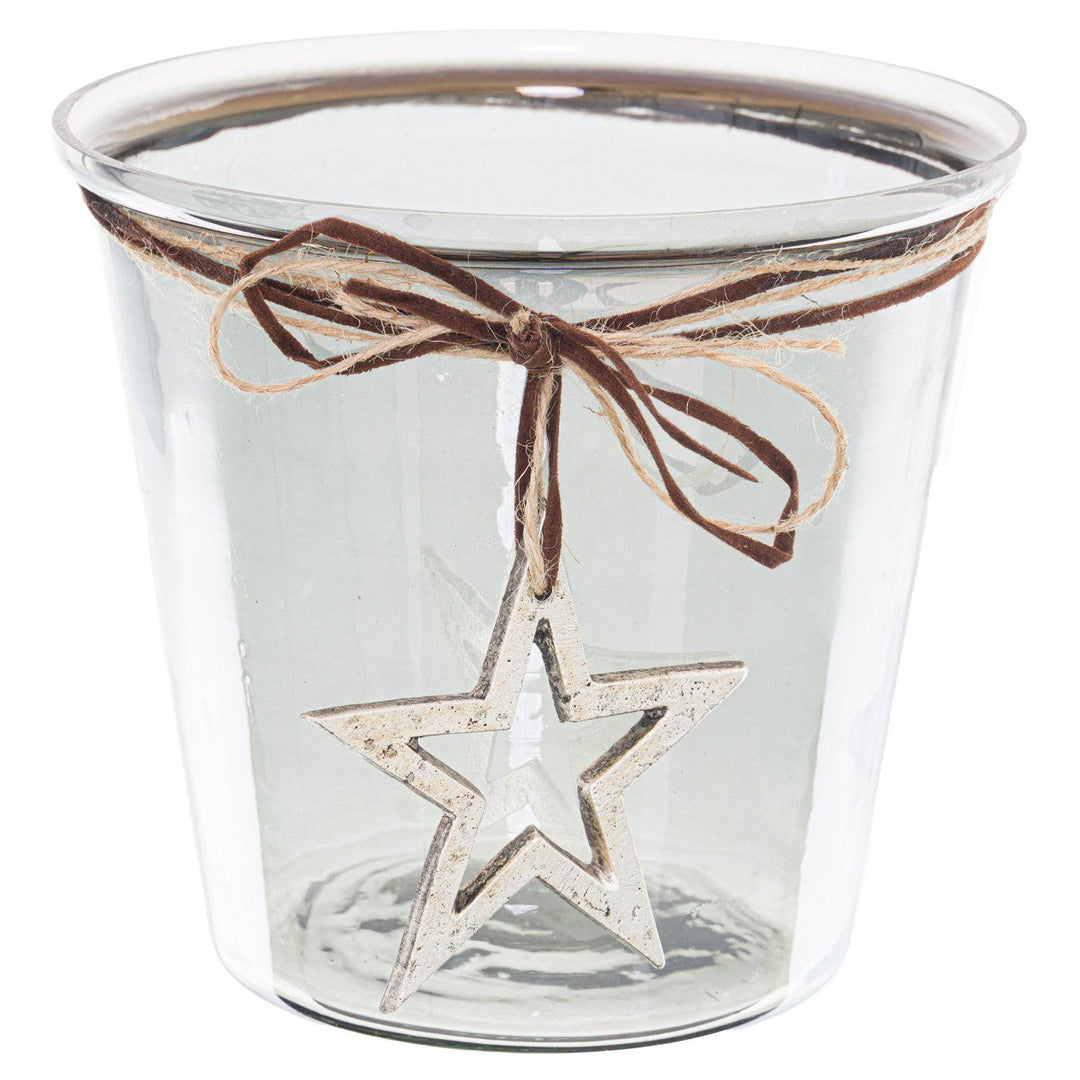 Smoked Midnight Hammered Star Large Candle Holder - TidySpaces