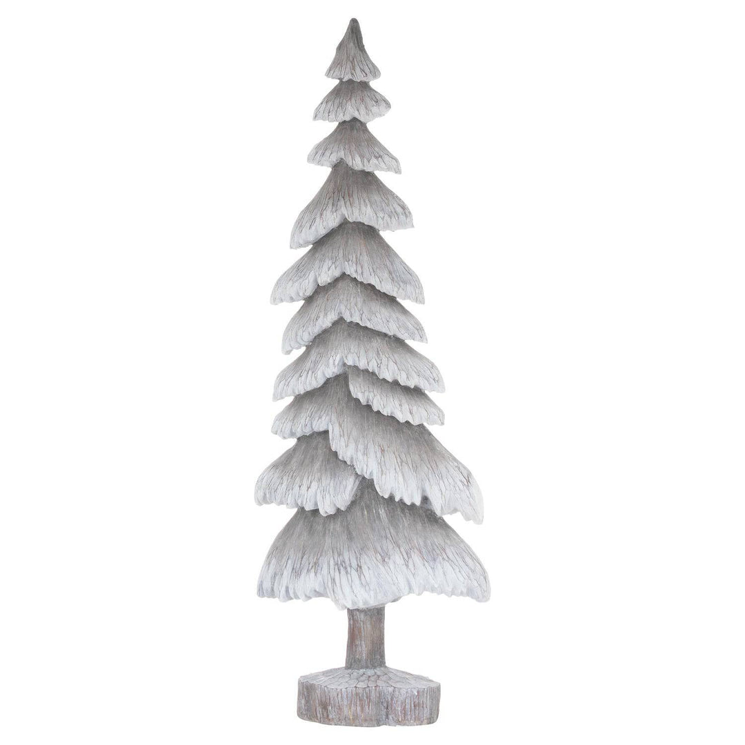 Carved Wood Effect Grey Tall Snowy Tree - TidySpaces