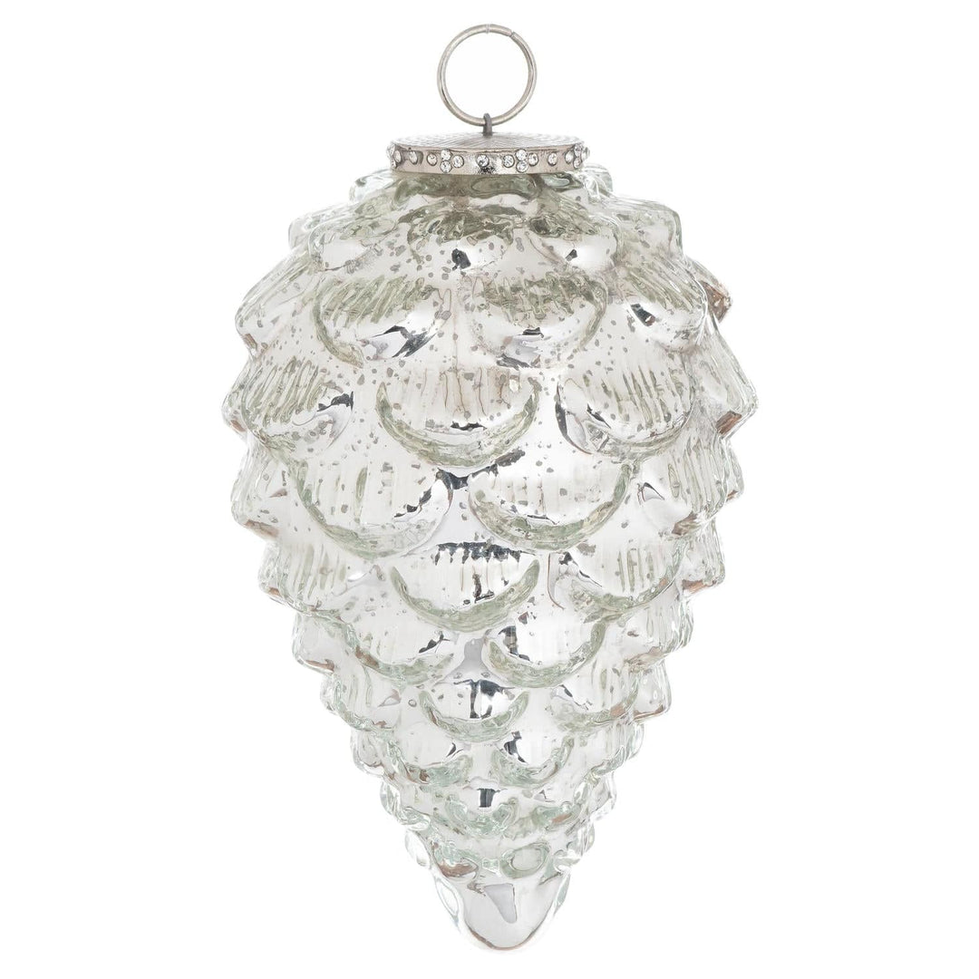 The Noel Collection Silver Teardrop Acorn Large Bauble - TidySpaces