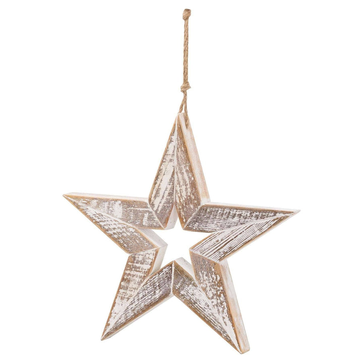 Antique White  Wooden Sparkle Star - TidySpaces