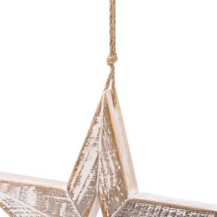 Antique White  Wooden Sparkle Star - TidySpaces