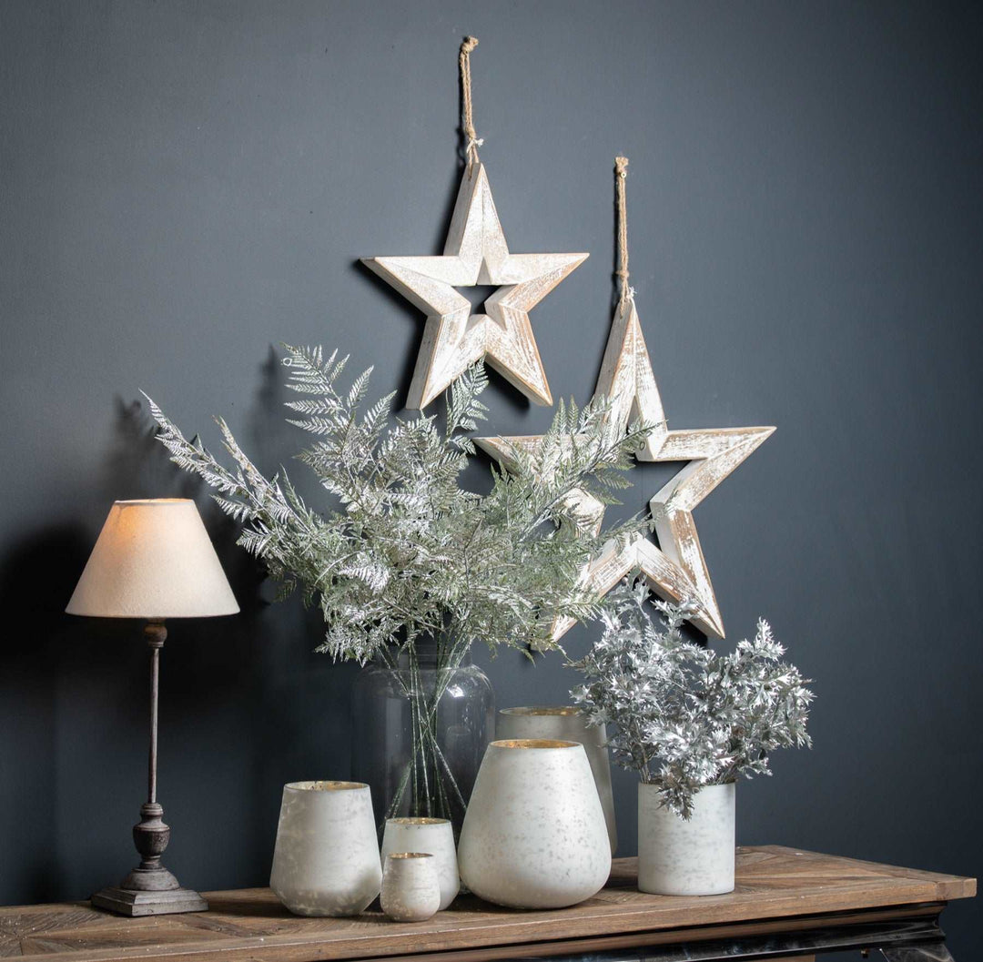 Antique White  Wooden Sparkle Star - TidySpaces