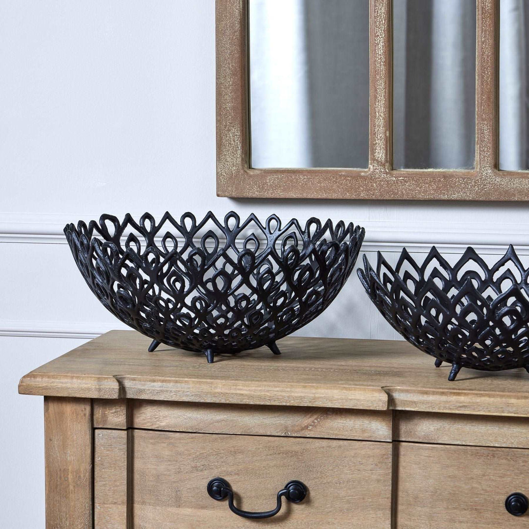 Black Cast Large Lattice Bowl - TidySpaces