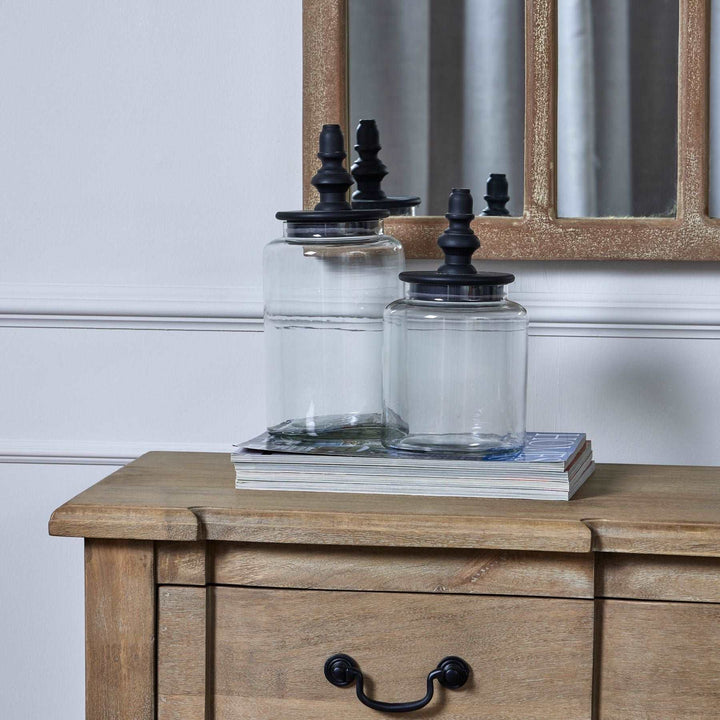 Black Finial Glass Canister - TidySpaces