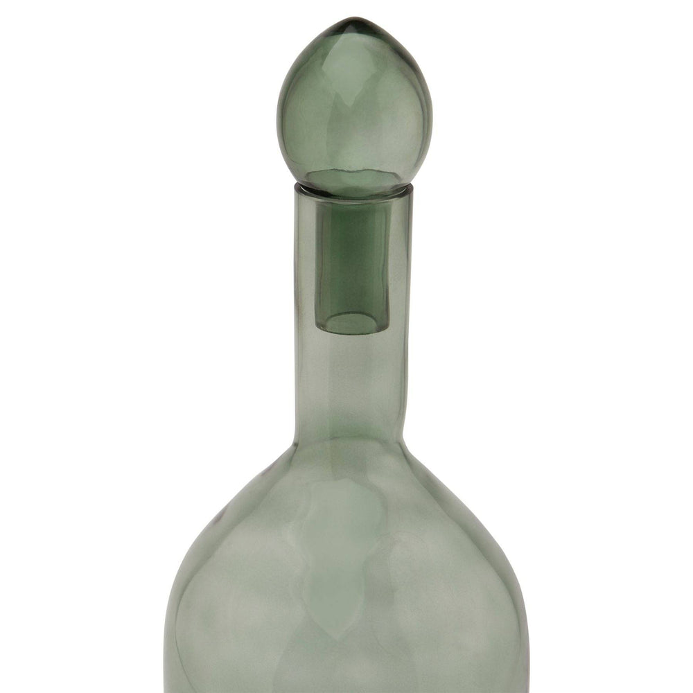Smoked Sage Glass  Tall Bottle With Stopper - TidySpaces