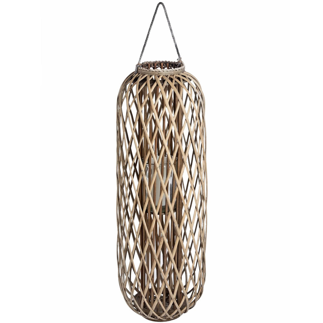 Huge Standing Wicker Lantern BROWN WICKER - TidySpaces