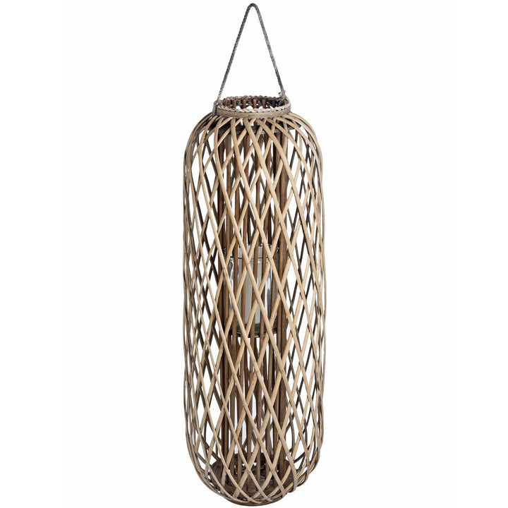 Huge Standing Wicker Lantern BROWN WICKER - TidySpaces