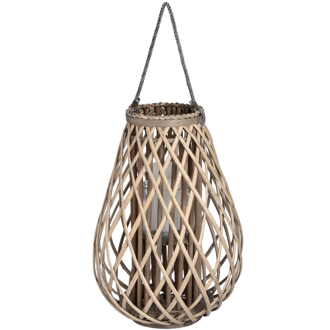 Large Wicker Bulbous Lantern BROWN WICKER - TidySpaces