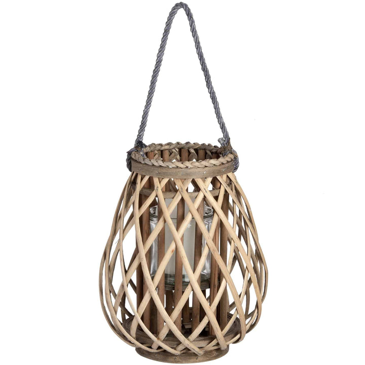 Small Wicker Bulbous Lantern BROWN WICKER - TidySpaces