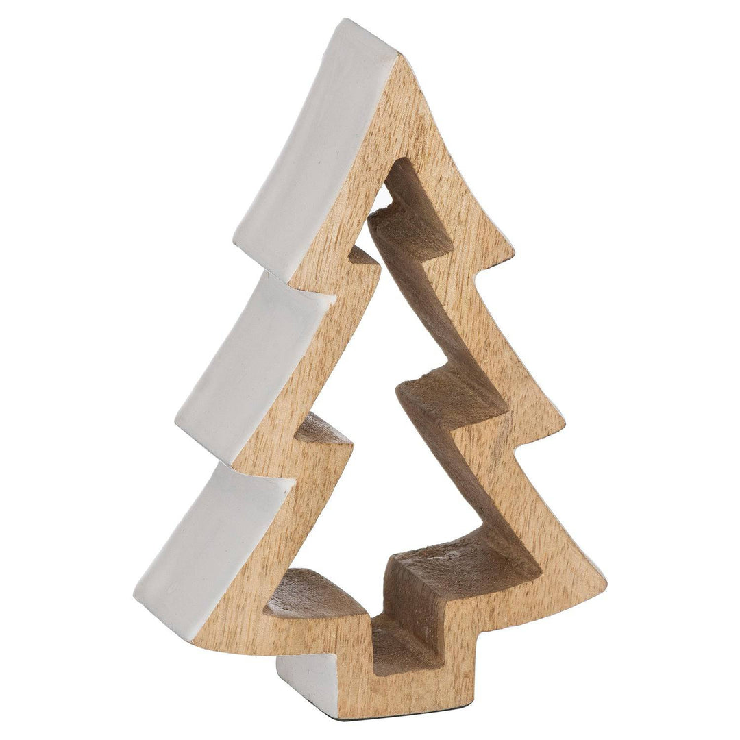 The Noel Collection Snowy Standing Small Wooden Tree - TidySpaces