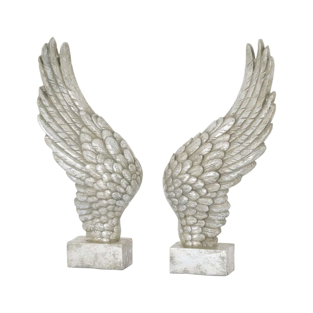 Large Freestanding Antique Silver Angel Wings Ornament - TidySpaces