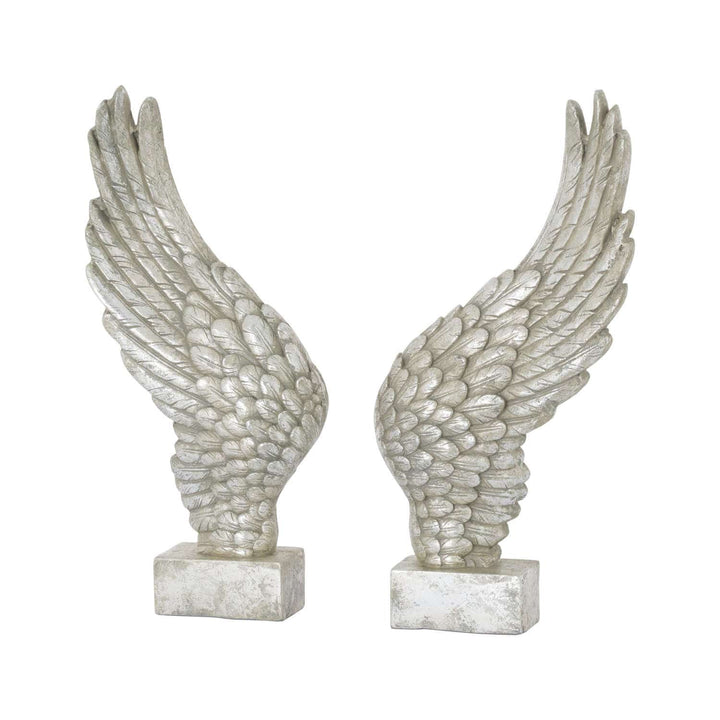 Large Freestanding Antique Silver Angel Wings Ornament - TidySpaces