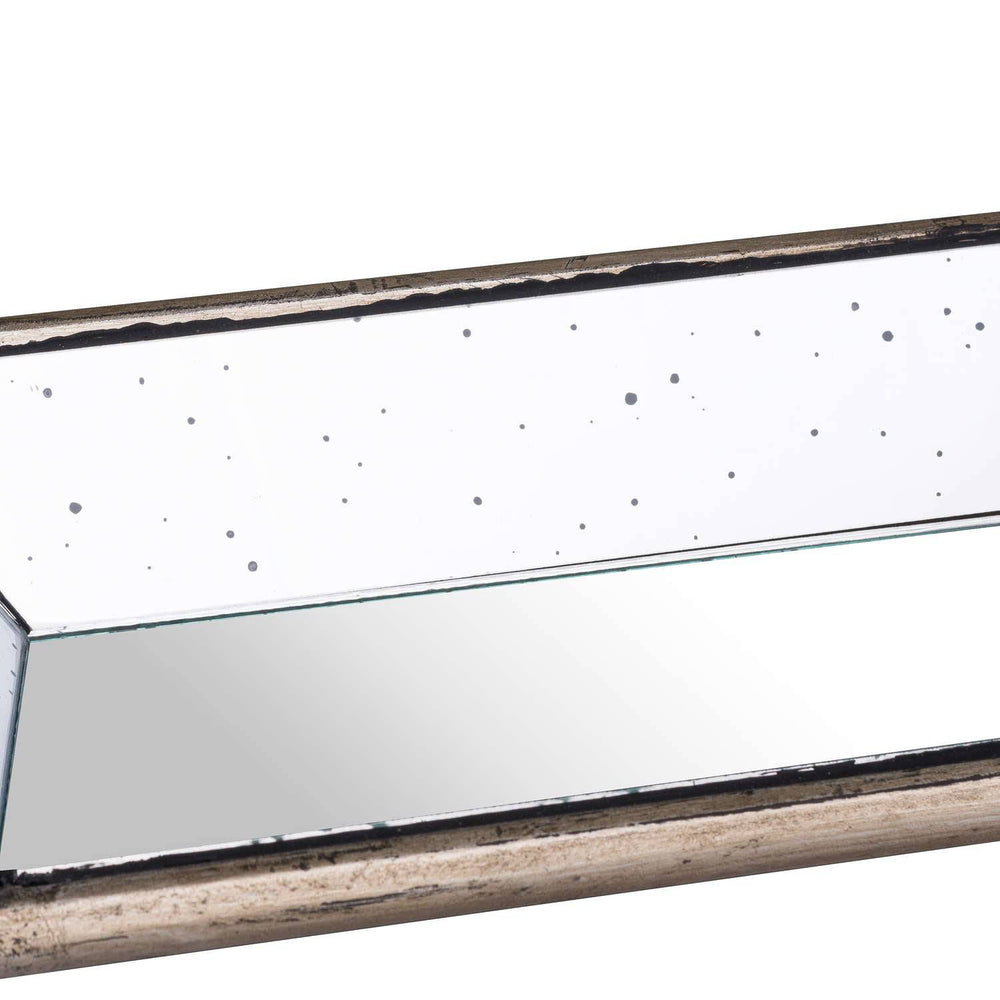 Astor Distressed Mirrored Display Tray With Wooden Detailing - TidySpaces