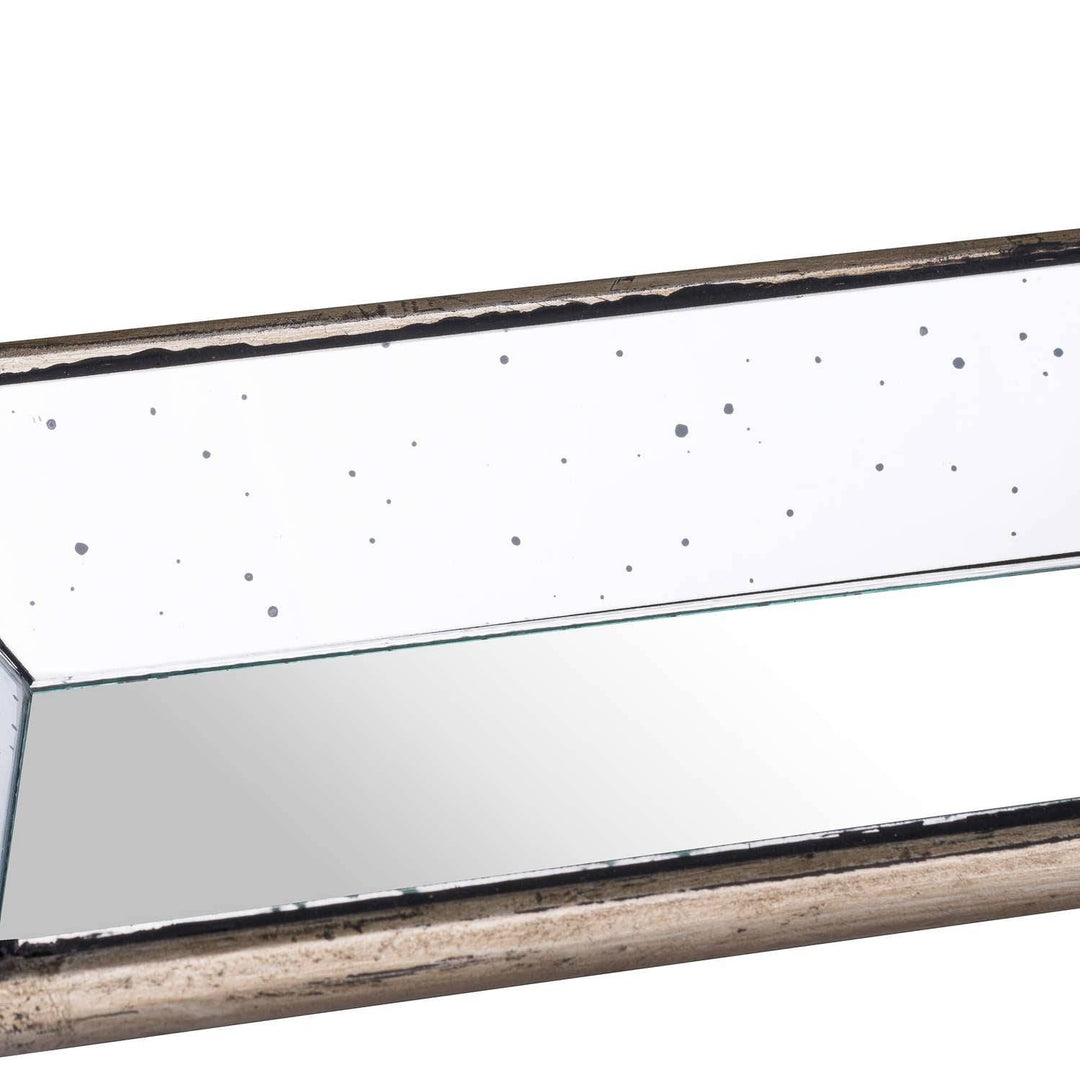 Astor Distressed Mirrored Display Tray With Wooden Detailing - TidySpaces