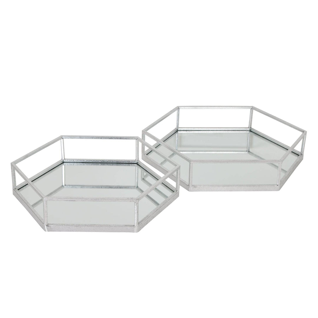 Silver Hexagon Set Of Two Trays - TidySpaces