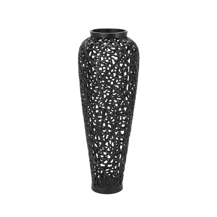 Black Cast Lattice Vase BLACK Aluminium - TidySpaces
