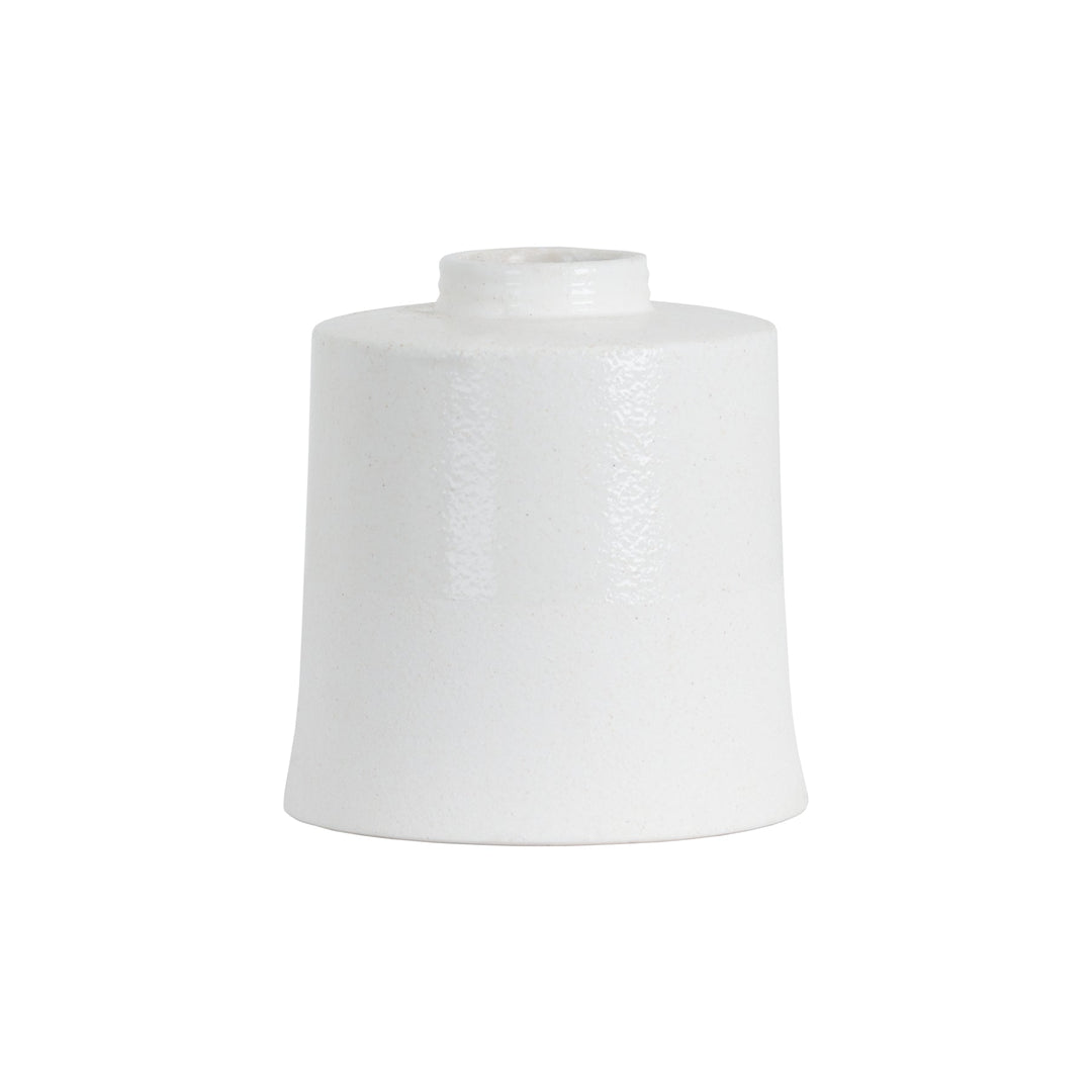 White With Grey Detail Large Cylindrical Ceramic Vase - TidySpaces