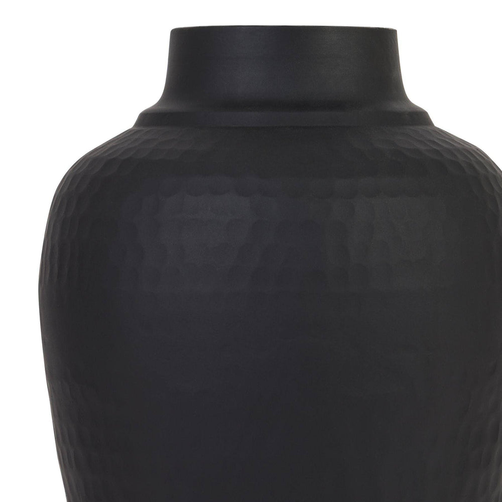 Matt Black Hammered Vase With Lid - TidySpaces