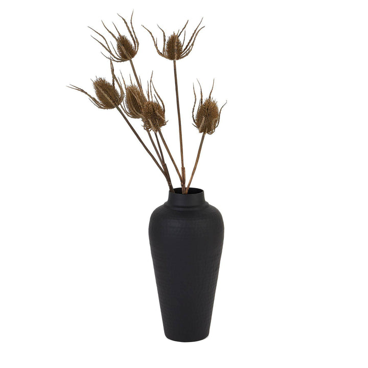 Matt Black Hammered Vase With Lid - TidySpaces