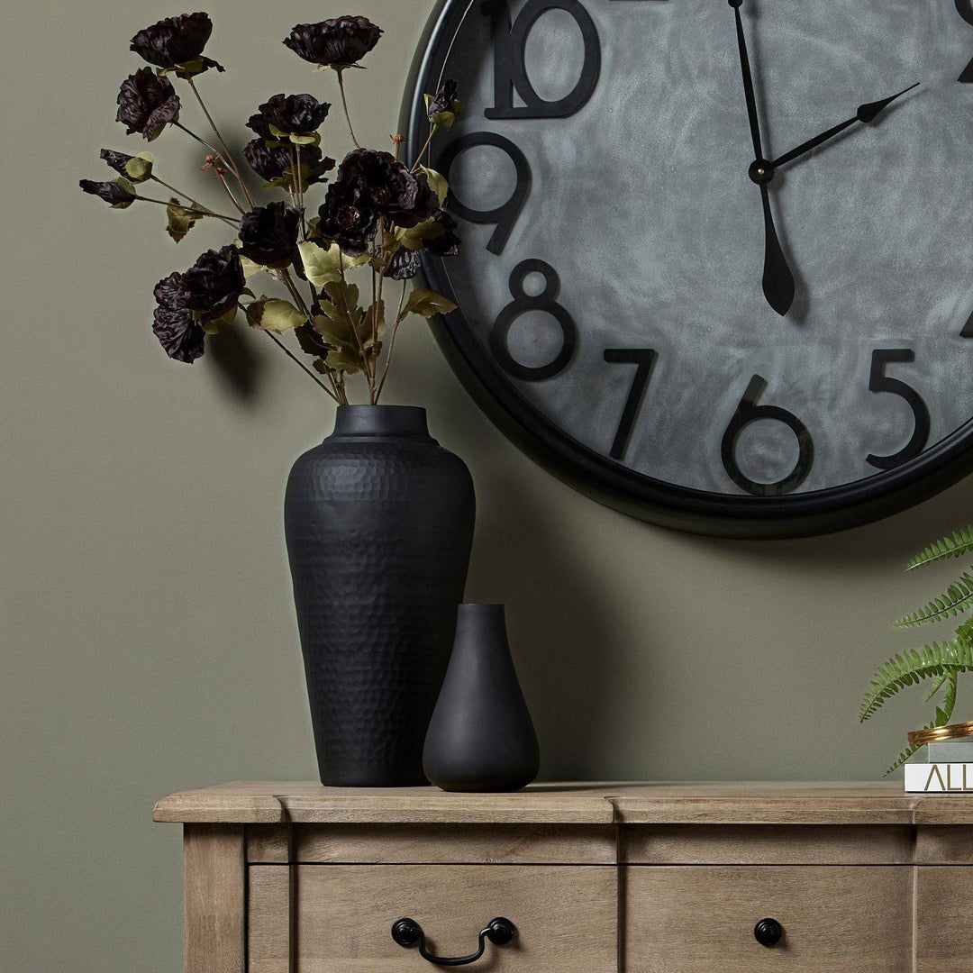 Matt Black Hammered Vase With Lid - TidySpaces