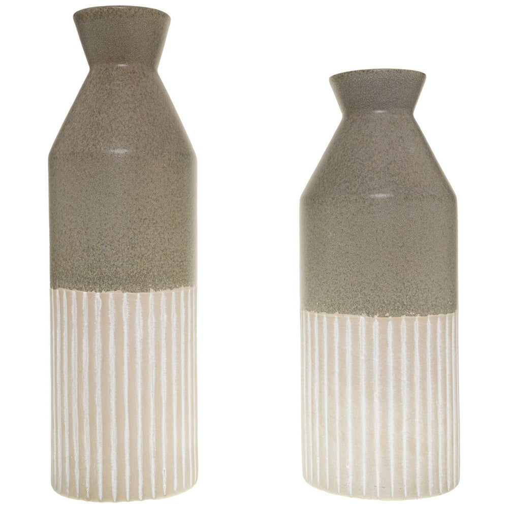 Mason Collection Grey Ceramic Ellipse Tall Vase - TidySpaces
