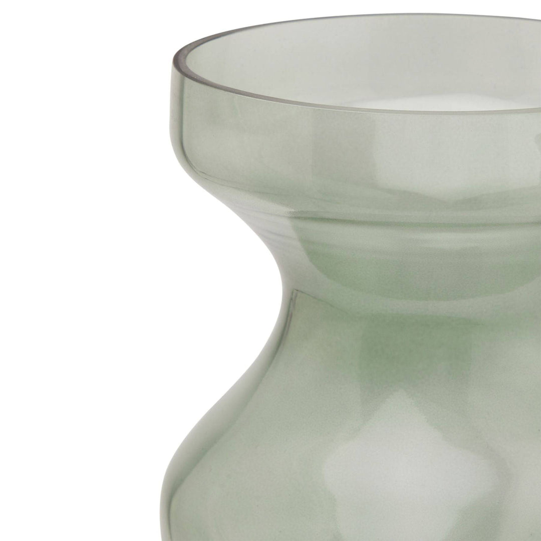 Smoked Sage Glass  Fluted Vase - TidySpaces