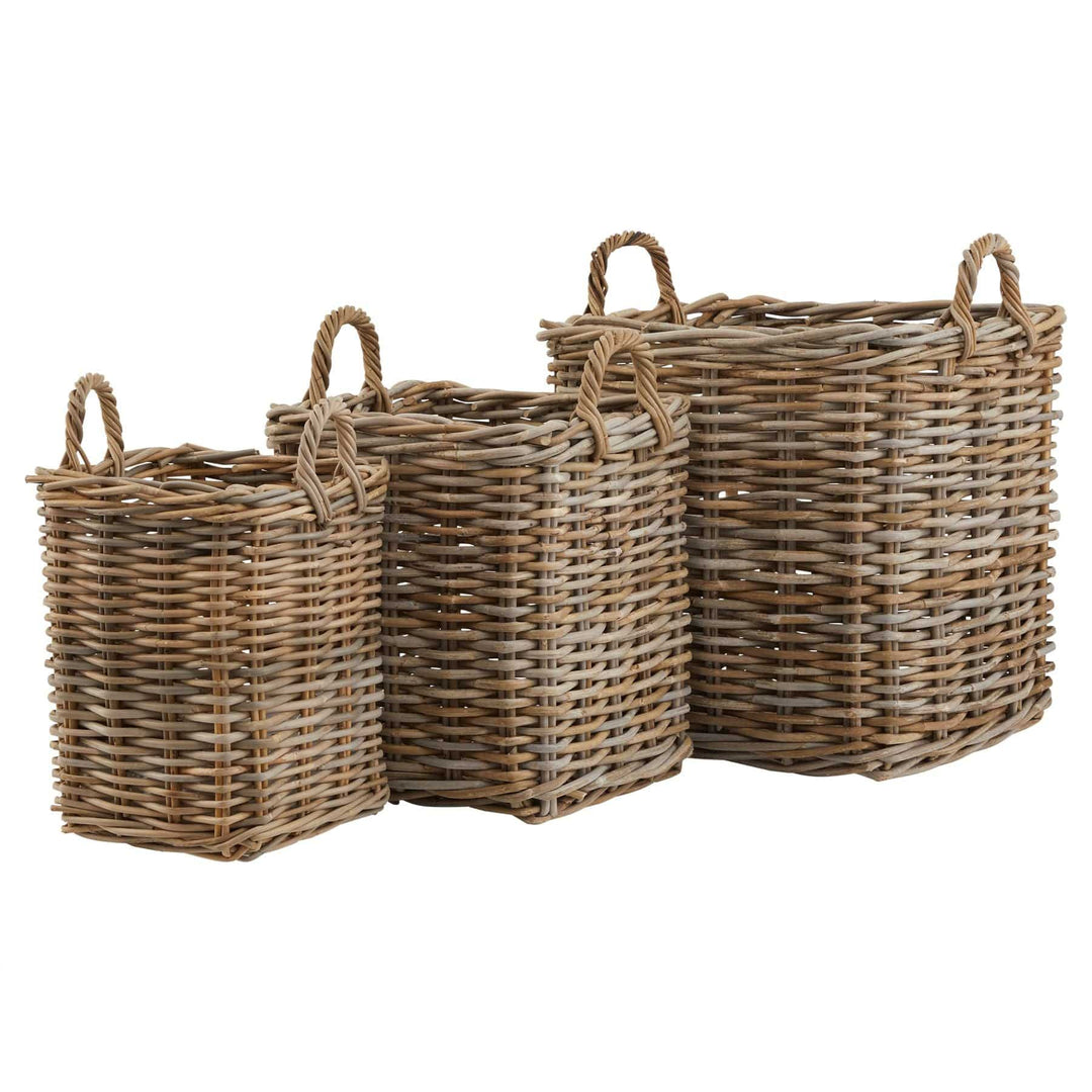 Set of 3 Kubu Rattan Square Storage Baskets - TidySpaces