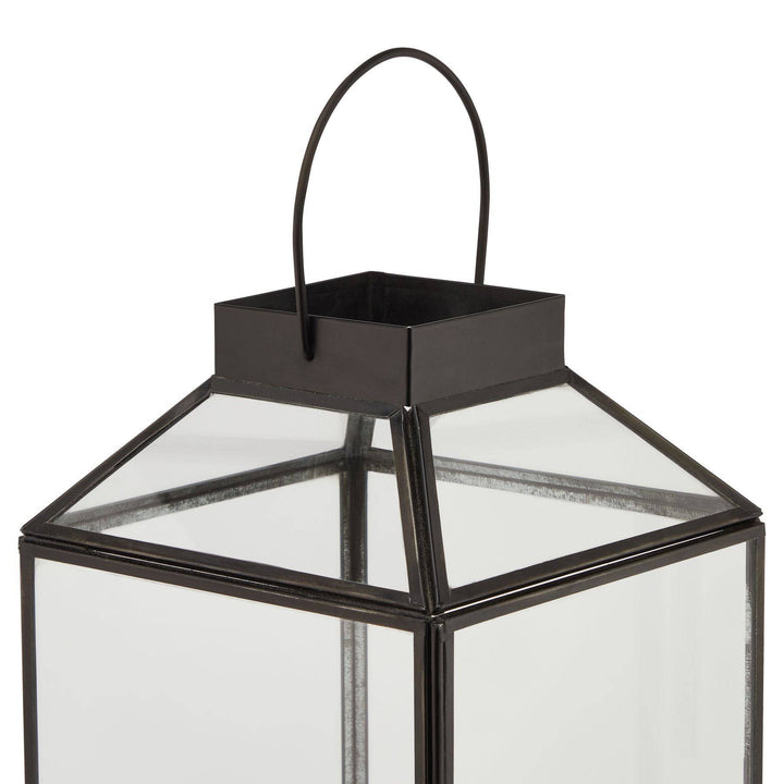 Glass Top Large Black Lantern - TidySpaces