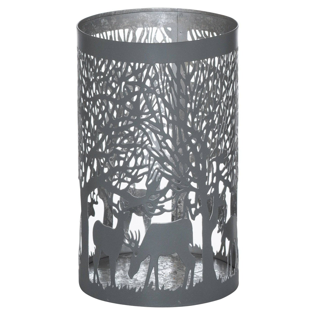 Large Silver And Grey Glowray Stag In Forest Lantern - TidySpaces