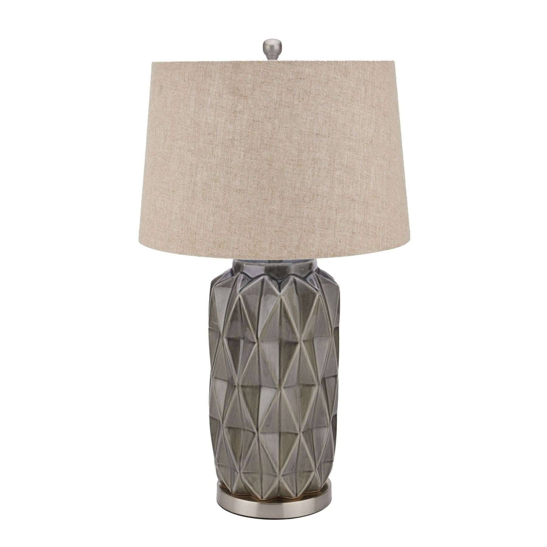 Acantho Grey Ceramic Lamp With Linen Shade - TidySpaces