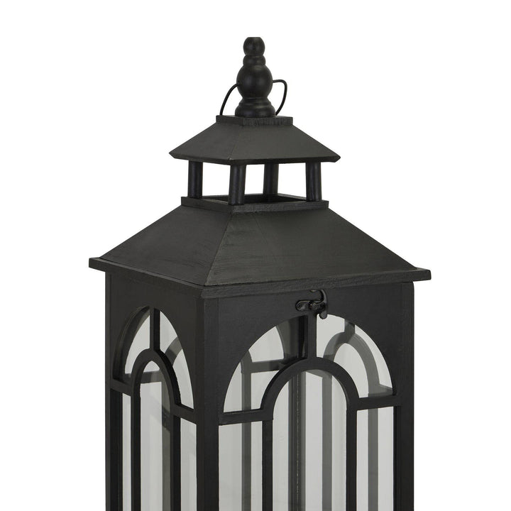 Set Of Three Black Wooden Lanterns With Archway Design - TidySpaces