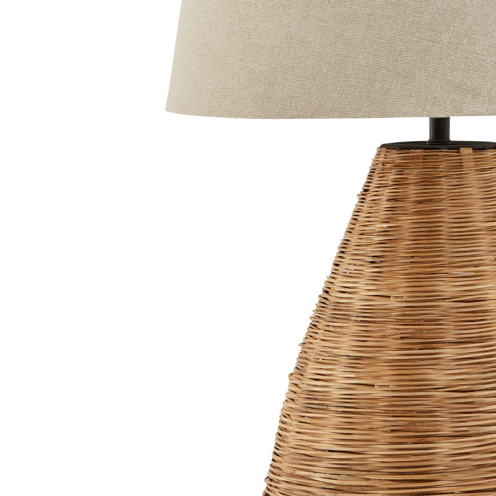 Conicle Wicker Table Lamp With Linen Shade - TidySpaces