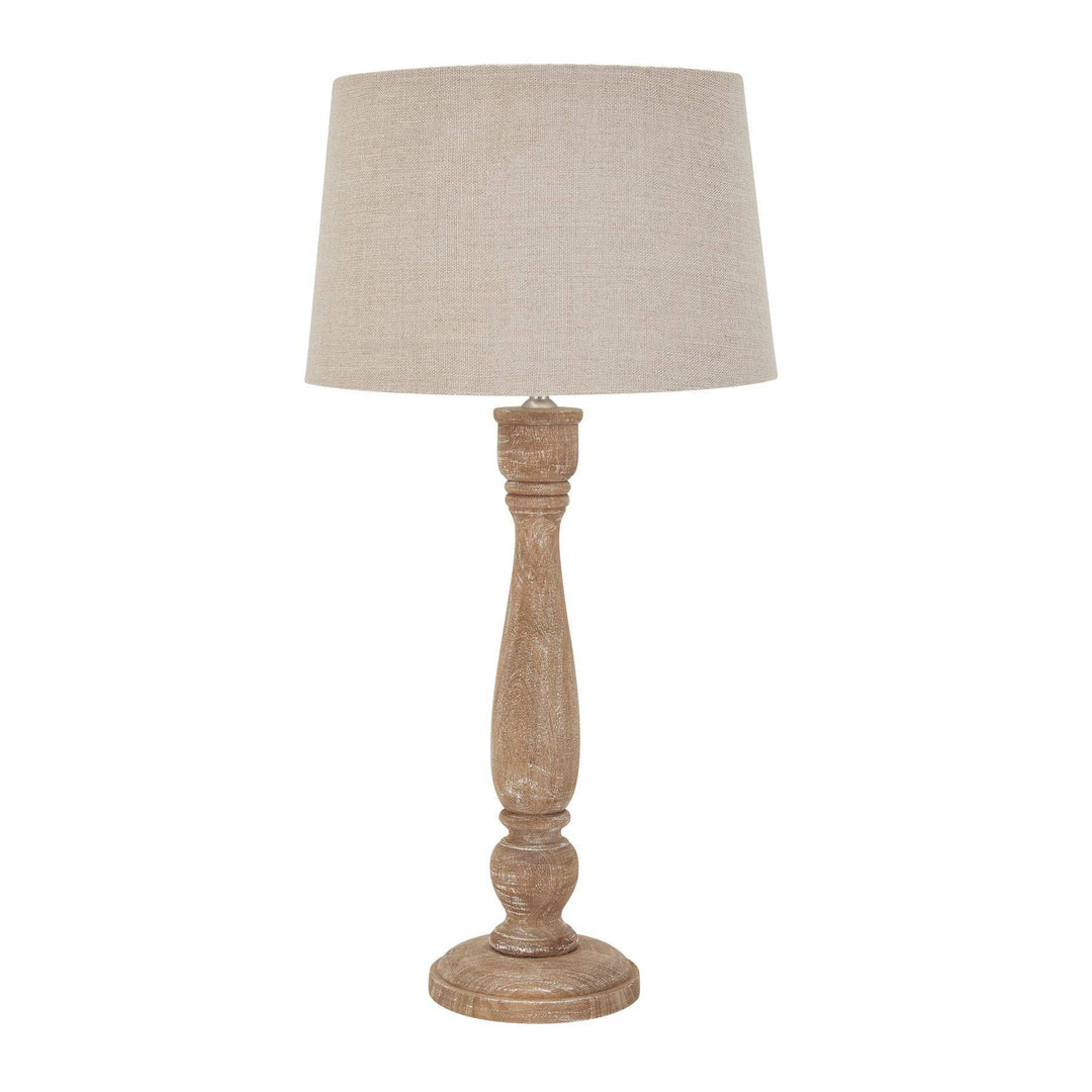 Delaney Natural Wash Candlestick Lamp With Linen Shade - TidySpaces