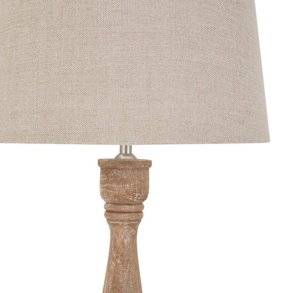 Delaney Natural Wash Candlestick Lamp With Linen Shade - TidySpaces