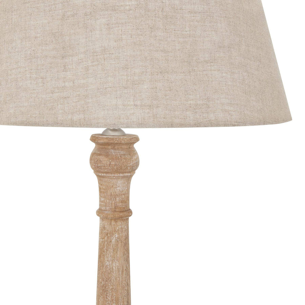Delaney Natural Wash Spindle Lamp With Linen Shade - TidySpaces