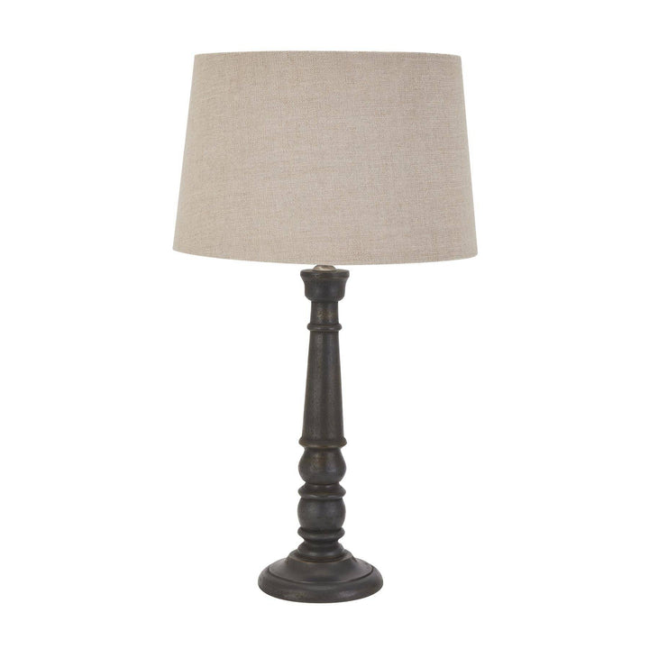 Delaney Grey Bead Candlestick Lamp With Linen Shade - TidySpaces