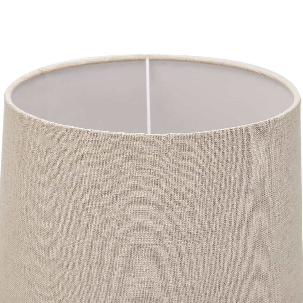 Delaney Grey Bead Candlestick Lamp With Linen Shade - TidySpaces