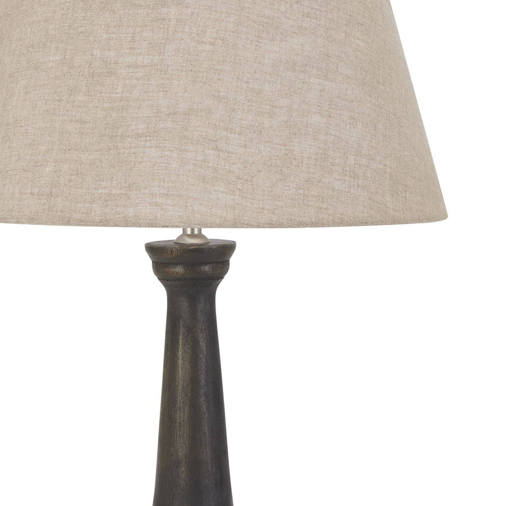Delaney Grey Goblet Candlestick Lamp With Linen Shade - TidySpaces